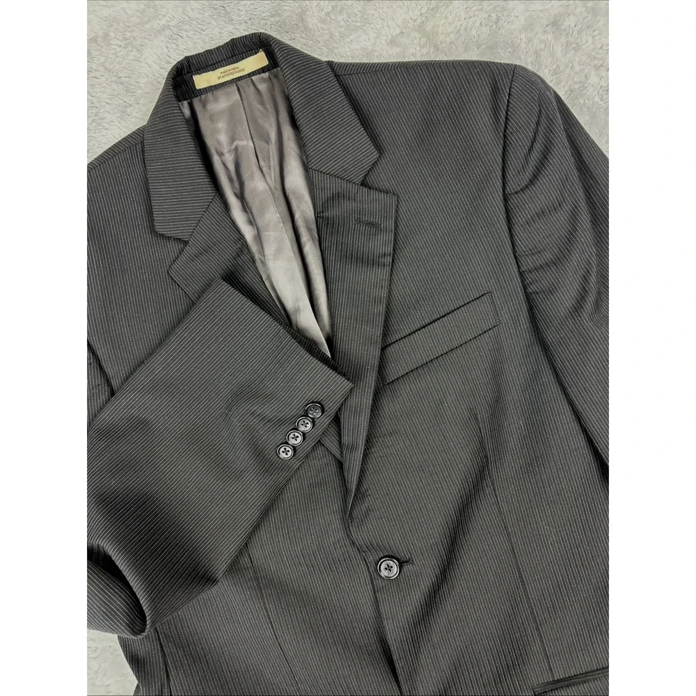 JOE Joseph Abboud Men's 100% Wool Sport Coat Blazer Black Gray Stripe Size 36R